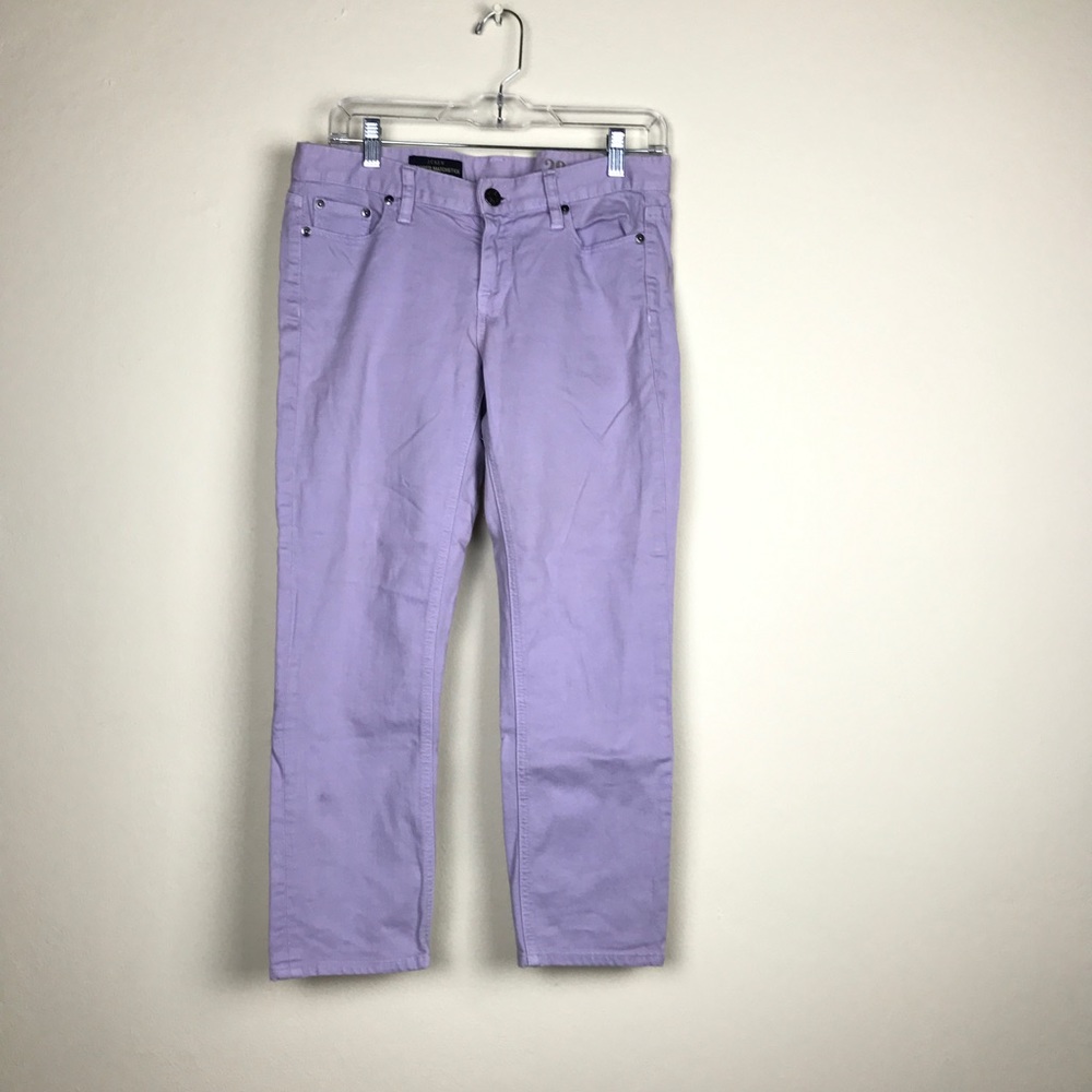 J.CREW CROPPED MATCHSTICK LILAC JEANS  29 - Picture 2 of 8